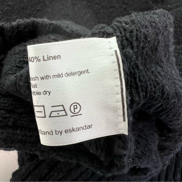 Eskandar OS Oversized  Textured  Long Sleeve Linen Cotton Cardigan Sweater Black - Picture 10 of 12